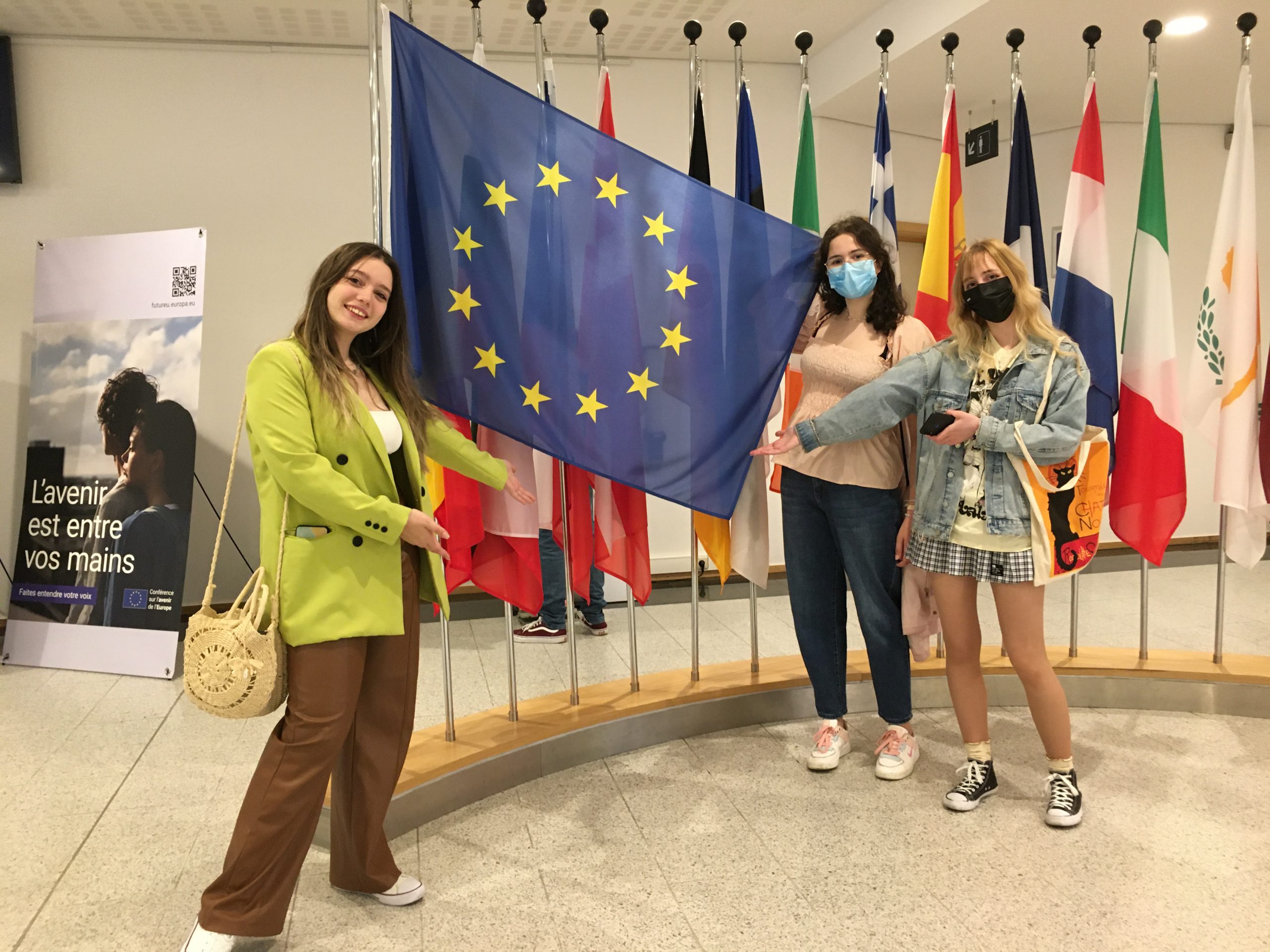Prize winners visit the European Parliament, in Brussels